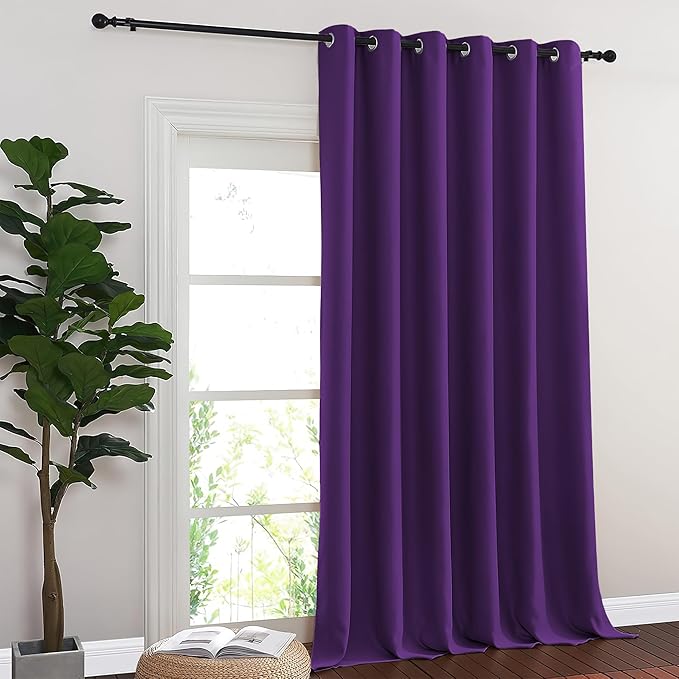 NICETOWN Blackout Room Divider Curtains for Sliding Glass Doors 102 Inches Long 1 Panel, Extra Wide Curtains for Doorway Patio Bedroom Living Room (Royal Purple, 80Wx102L, 1 Panel) NICETOWN