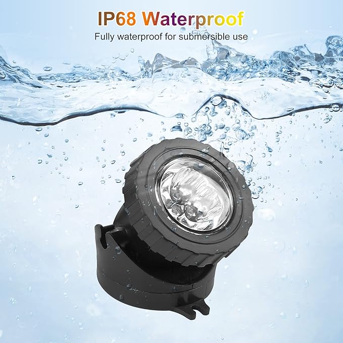 RGB Pond Lights with Timer, LED Underwater Submersible Colorful Landscape Spotlights, 98ft Remote Control IP68 Waterproof Fountain Lights for Fish Aquarium Tank Garden Yard Pool (Set of 2) CREPOW