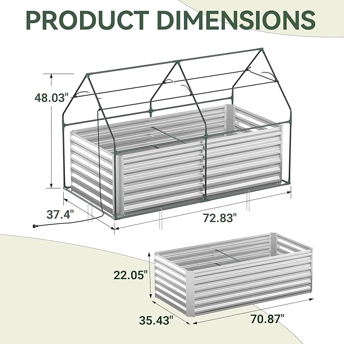 Raised Garden Bed with Self-Watering System, 6x3x2 ft Elevated Planter Boxes Outdoor with PE Cover, Galvanized Raised Beds for Gardening,Vegetables,Flowers, Backyard, Patio Lineware