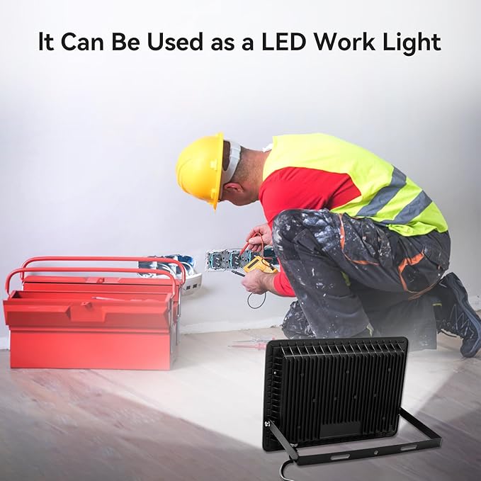 4Pack-60W LED Flood Light Outdoor,6600lm LED Work Light with 6FT US Plug,IP66 Waterproof Exterior Security Lights,6000K Daylight White Outside Floodlights Slim design for Playground Yard Stadium Lingwarm