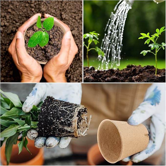 50PCS Peat Pots, 3.15Inch Seed Starting Pots with Drainage Holes Round Nursery Pot, Garden Germination Nursery Pot Bonus 20 Plant Labels HXSEMAYIG