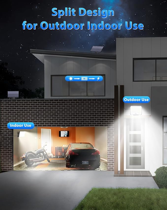 Solar Lights for Outside, 172LED 3Modes Split Motion Sensor Outdoor Lights with Remote Control, Solar Lights Outdoor Waterproof IP65, Outdoor Solar Lights for Yard,Patio,Garden,Garage, 2 Pack Gusicil
