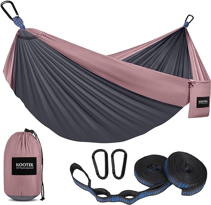 Kootek Camping Hammock, Portable Hammocks with Tree Straps & Attached Carry Bag, Camping Essentials Gear, Perfect for Outside Indoor Hiking Beach Backpack Travel Kootek