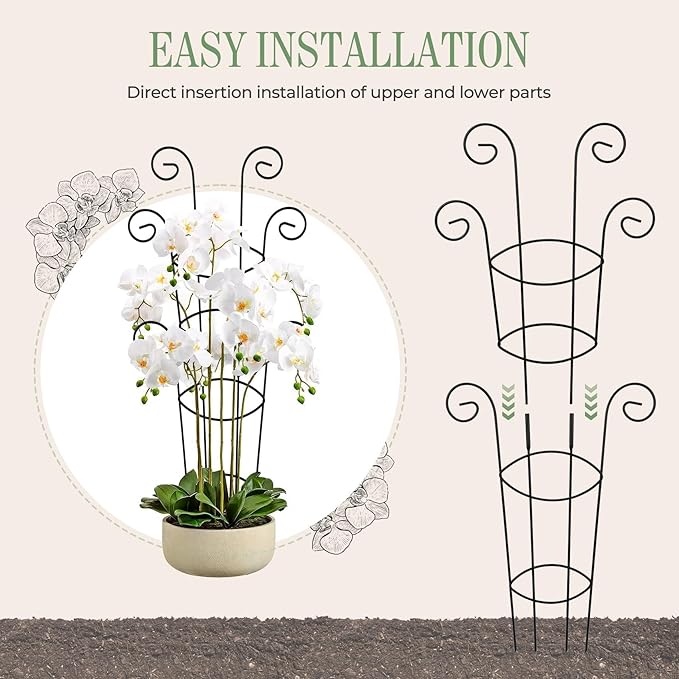 4 Pack 30 Inch Tall Metal Plant Trellis for Climbing Plants Indoor - Rustproof Garden Trellis for Potted Houseplants, Sturdy Support for Ivy, Pothos, Monstera, Hoya & Flower Vines Qiaokaiyan