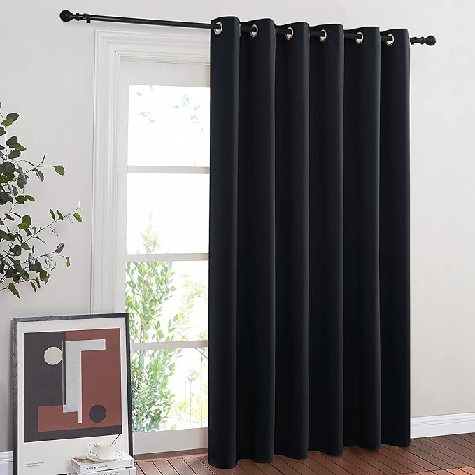 NICETOWN Blackout Curtain for Sliding Door, Patio Door Curtains, Thermal Insulated Wide Drapes/Draperies for Bedroom (Black, 80 by 84 inches) NICETOWN