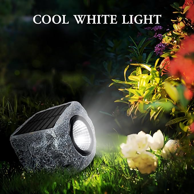 Solar Rock Lights Outdoor 1 Pack, Bright Solar Spotlights Outdoor Waterproof, Wireless LED Rock Lights, Auto On/Off Landscape Spotlights Walkway Solar Lights for Outside Yard Patio Pathway Flowerbed Timeflies