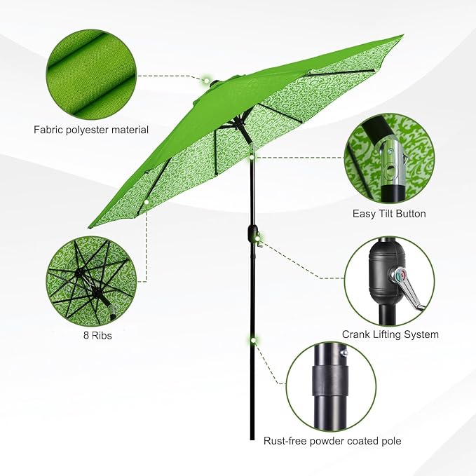 Backyard Expressions 9 ft. Patio Umbrella, Market Table Umbrella w/Tilt and Crank, 8 Ribs BackyardExpressions