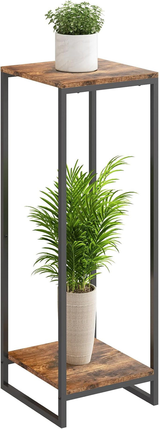 34" Tall Plant Stand Indoor, 2-Tier Modern Plant Shelf, Corner Flower Pot Holder Organizer for Living Room Balcony Patio Garden (Rustic Brown) GreenLivingSpaces