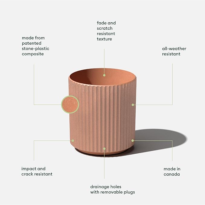 Veradek Demi Series Round Planter for Porch, Patio, Backyard | Durable Plastic-Stone Composite Material | Modern Décor for Tall Plants, Flowers VeradekOutdoor