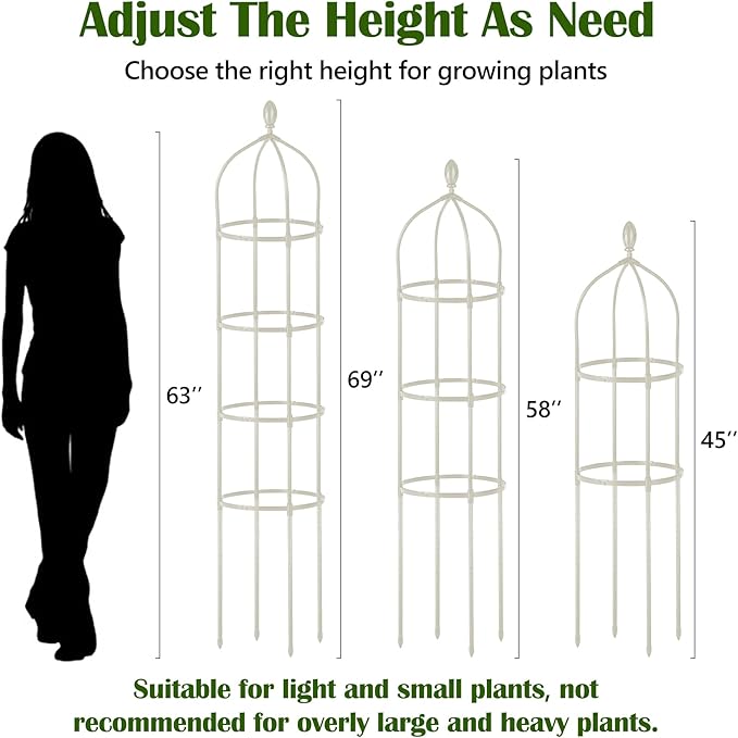 Garden Obelisk Trellis for Climbing Plants Outdoor 6 Ft Rose Bush Round Trellis for Pots Rustproof Metal Plant Flower Trellises for Clematis Vine Jasmine Support Outdoor Indoor Miuwauer