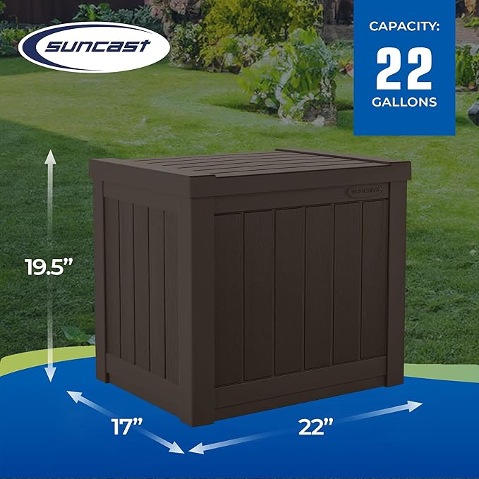 Suncast 17 x 22 Inch Resin 22-Gallon Patio Storage Deck Box, Java Brown (2 Pack) Suncast