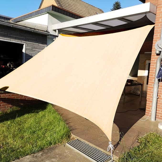 KANAGAWA 14'X22' Cream Custom Size Sun Shade Sail Rectangle UV Block Canopy Cover for Patio Backyard Lawn Garden Outdoor (Customized Available) KANAGAWA