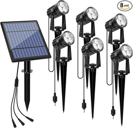 APONUO Metal Outdoor Solar Landscape Lights Solar Lights Outdoor Waterproof Solar Landscape Spotlight for Yard Landscape Lighting, Auto On/Off for Pathway,Driveway, Porch, Patio (Cool White) APONUO