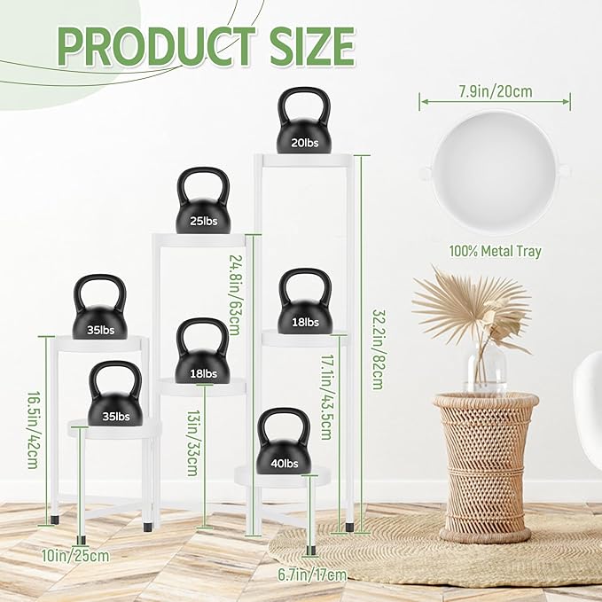 iDavosic.ly Plant Stand Indoor Outdoor, 7 Tier Corner Metal Flower Display Holder Shelf, Easy Assembly Folding Tall Orchid Rack for Patio Balcony Porch Garden Living Room House, White iDavosicly