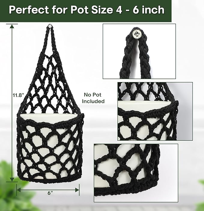 2PK Wall Planters for Indoor Plants, Macrame Plant Hanger | Plant Hanger, Hanging Planter (2PK, up to 6 inch Pot) Shineloha