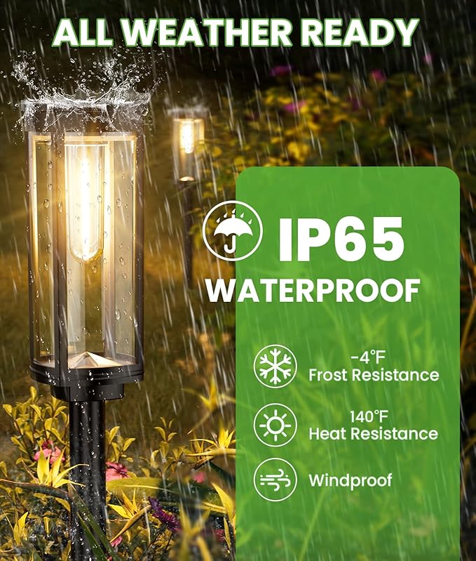 Bright Solar Lights Outdoor 6 Pack, Solar Pathway Lights Waterproof IP65, Auto On/Off Walkway Landscape Lighting, Long Lasting Outdoor Light for Walkway Landscape Path Yard Lawn Patio Decor BITPOTT