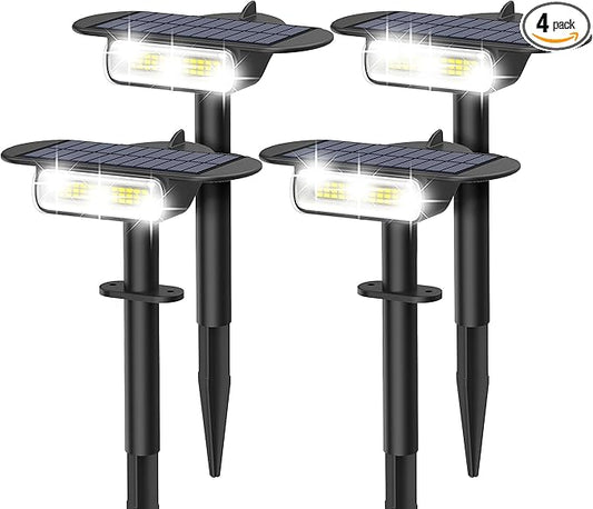 4 Pack Solar Spot Lights Outdoor Waterproof IP68, Auto On/Off Bright Solar Powered Spotlights with Wall Mount & Ground 2 IN 1, Adjustable Solar Landscape Lights for Outside Yard Garden Pathway Latband