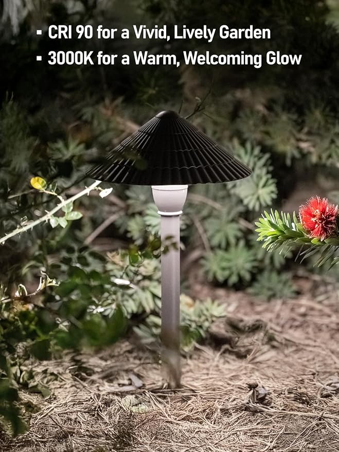 LEONLITE Low Voltage Landscape Lights, 3W 12V Pathway Lighting Wired, IP65 Waterproof Light for Yard Lawn, ETL Listed, Bronze Aluminum Housing, 5000K Daylight, Pack of 4 LEONLITE