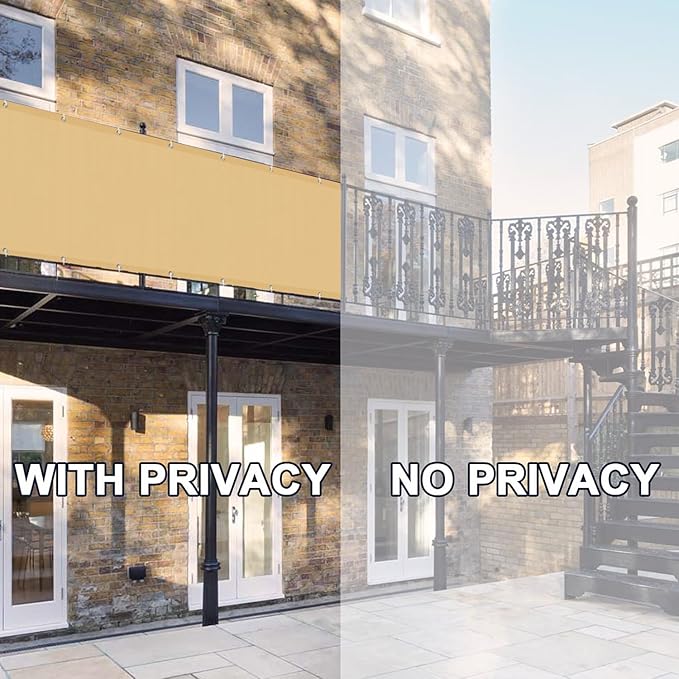 LOVE STORY Balcony Privacy Screen, 3'x10' Sand Deck Shield Screen Fence Cover (HDPE),UV Protection and Weather-Resistant,3 FT Height for Deck, Patio, Backyard, Outdoor Pool, Porch, Railing, LOVESTORY