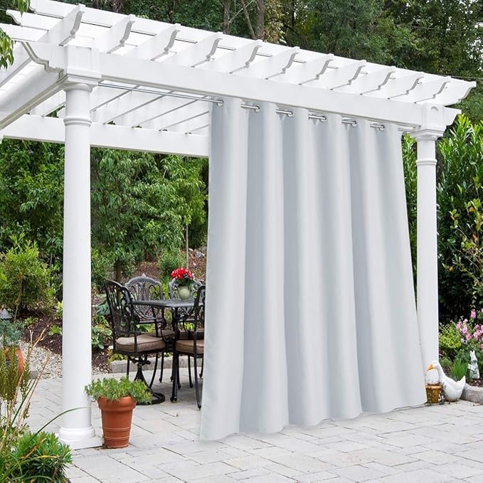 NICETOWN Bedroom Room Darkning Curtain for Patio Privacy, Thermal Insulated Grommet Sunlight Block Outside Divider UV Protection for Porch/Patio/Sliding Glass Door, W84 x L95, 1 Panel, Greyish White NICETOWN