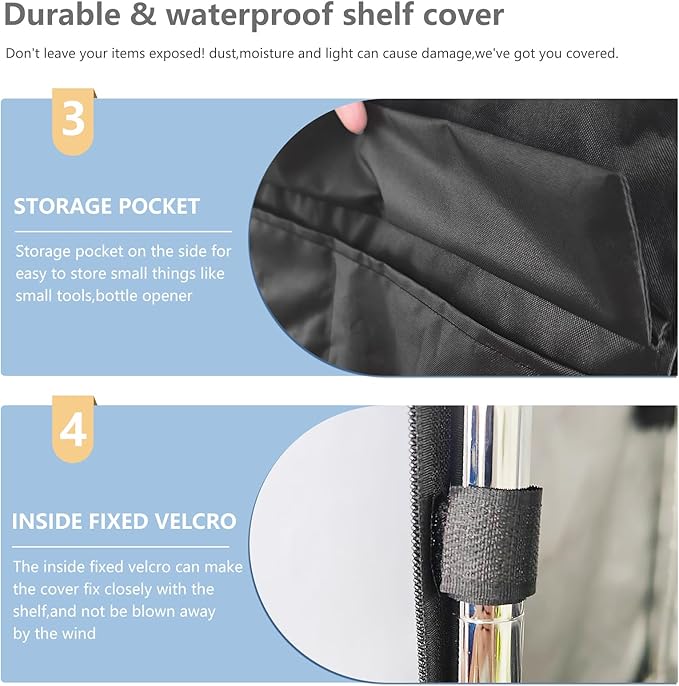 Waterproof Shelf Cover,Outdoor 600D Heavy Duty Dustproof Storage Shelves Cover,36''x14''x54'' Shelf Covers for Wire Shelving with Zippers,Storage Rack Covers with Clear Front Dalema