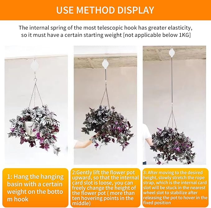 4PCS Plant Pulley Retractable Pulley Plant Hanger Hanging Flower Basket Hook Hanger for Garden Baskets Pots and Birds Feeder in Different Height Lower and Raise HOGXUAE