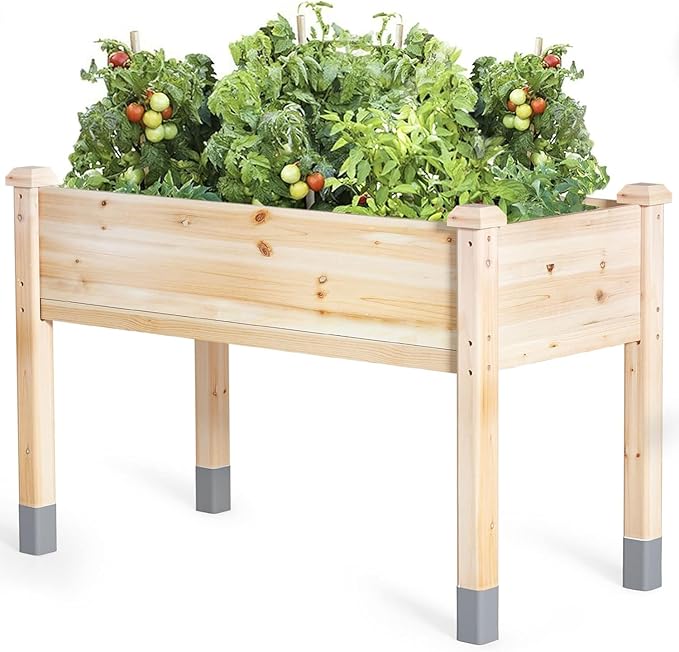 MIXC 331 lb Capacity Wooden Raised Garden Bed with Legs, 48"L x 24"W Elevated Reinforced Large Planter Box for Vegetable Flower Herb Outdoors - Beam and Column Structure - Unmatched Strength Outlast MIXC