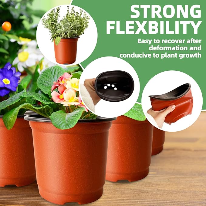 200 PCS Plastic Nursery Pots,4 Inch Seedling Starting Pot with Holes,Flower Plant Container for Succulent,Seed,Cuttings,Transplanting Baaxxango