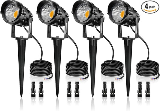 12W Low Voltage LED Landscape Lights - 12V Super Warm White Spotlight Landscape Lighting, IP65 Waterproof Christmas Decorative Lights Outdoor Indoor for Tree Garden Yard Pathway, 4 Pack with Connector LemonBest