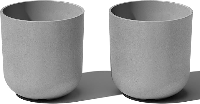 Veradek Round Lima Plastic Planter Pots for Indoor/Outdoor Garden Use, Gray, Suitable for Small to Large Succulent Plants, Flowers, Modern Interior Plants VeradekOutdoor