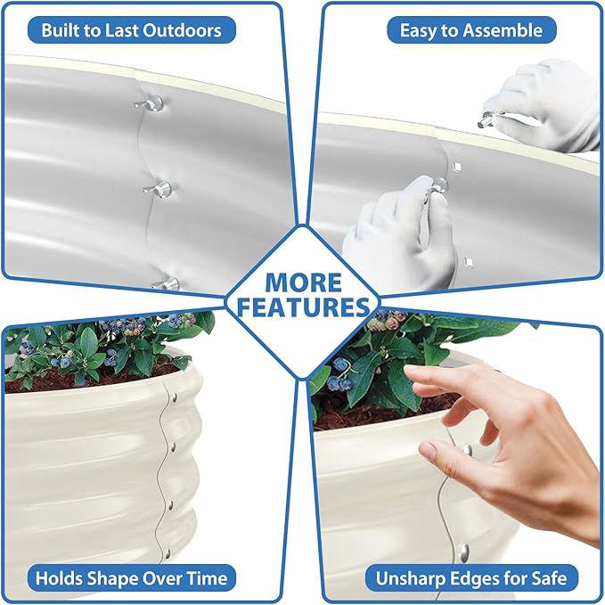 Round Galvanized Raised Garden Bed, 3x3x1FT Heavy Duty Modular Metal Planter Box, Easy DIY Assembly, Above Ground Gardening Bed for Vegetables, Flowers & Herbs Rootora
