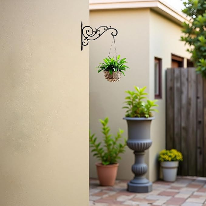 AIM & GGKK Metal Plant Hanger Hook – 2 Pack Hanging Plant Holder for Indoor & Outdoor Use,Wall Hangers Hooks for Hanging Baskets,Wall Mount Bracket for Flower Pots & Planters,Bird Feeders,Lanterns AIMGGKK