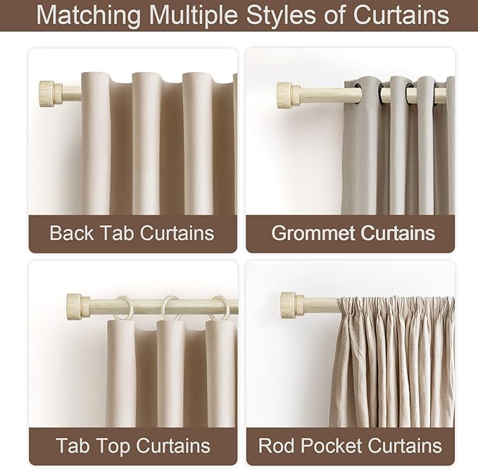 Antique White Curtain Rods for Windows 66 to 120 Inches Heavy Duty Adjustable 1" Diameter Window Rod with Decorative Finials for Bedroom Living Room Kitchen Outdoor Farmhouse Rootora