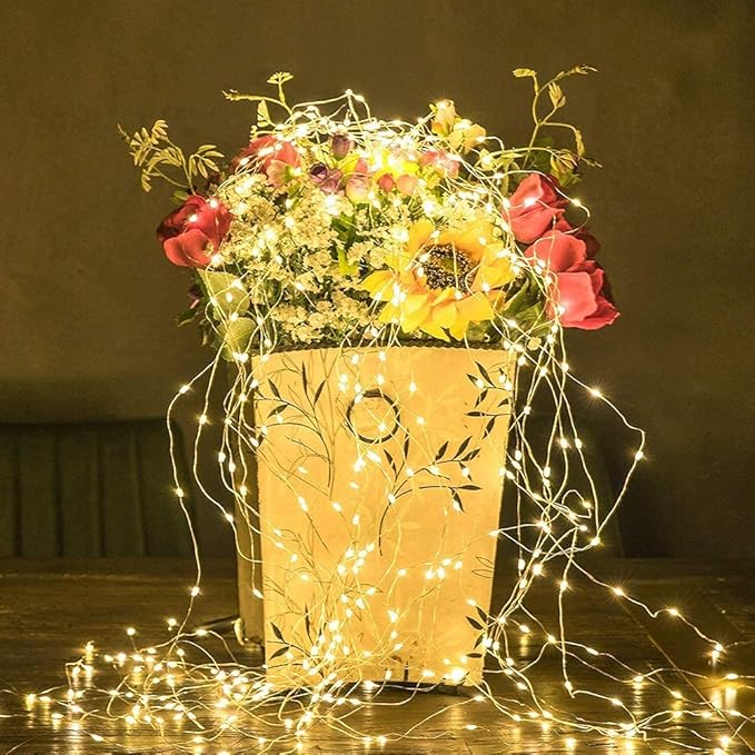 ZNYCYE Solar Waterfall Fairy Bunch Lights Outdoor Waterproof 200LEDs 8 Modes Watering Can Light (NO CAN), Solar Powered String Lights Firefly Vine Garden Decorations Gardening Gifts for Mom ZNYCYE