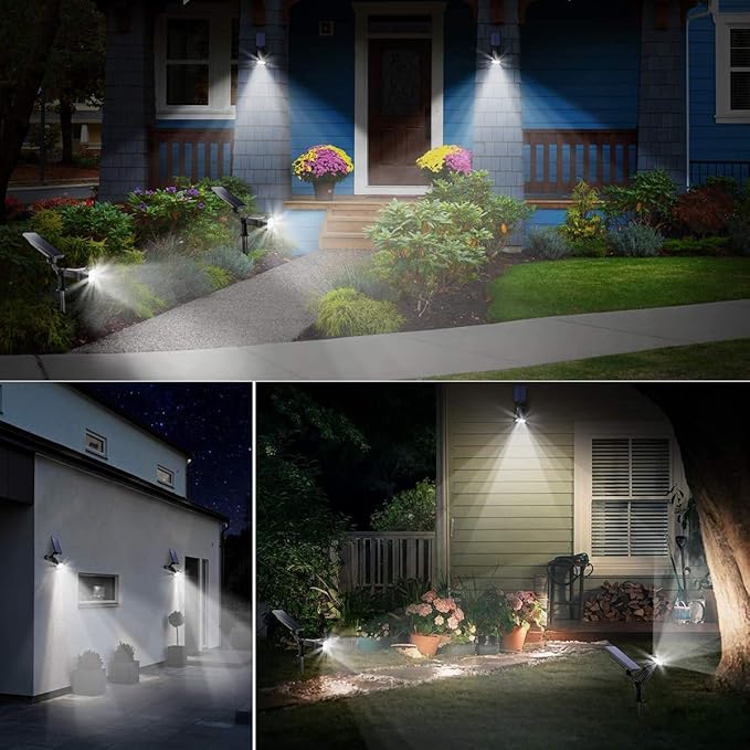 URPOWER Solar Lights Outdoor 2-in-1 Waterproof Solar Spotlight Auto On/Off Wall Lights Pathway Lights Landscape Lighting for Yard Garden Pool - Cool White (2 Pack) URPOWER