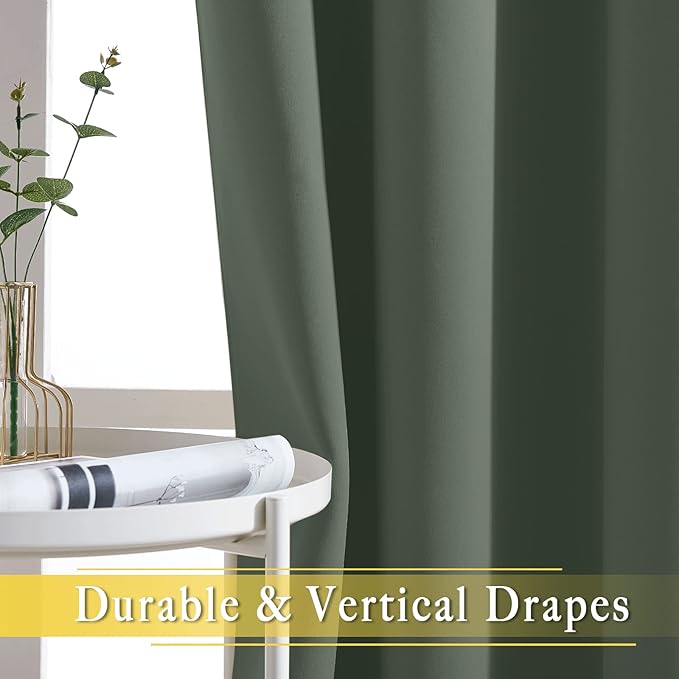 NICETOWN Sage Green Sliding Door Curtains 95 inches Long - Grommet Blackout Room Darkening French Door Sound Reducing Thermal Curtain for Living Room/Bedroom (W100 x L95, 1 Panel) NICETOWN