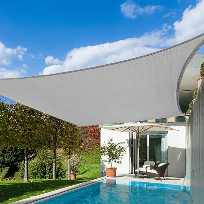 KANAGAWA Sun Shade Sail 16'x16' Gray Rectangle UV Block Canopy Cover for Patio Backyard Lawn Garden Outdoor Activities KANAGAWA