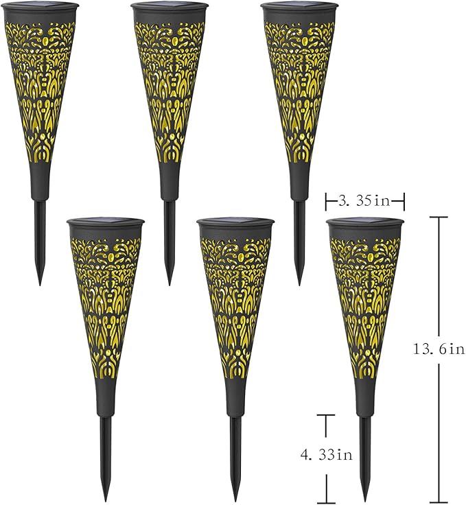6 Pack Solar Lights Outdoor Garden Decorative Mandala Solar Pathway Lights Waterproof Plastic Outside Solar Path Landscape Lights Gardening Gifts for Women Mom Backyard Walkway Yard Decor gardencave