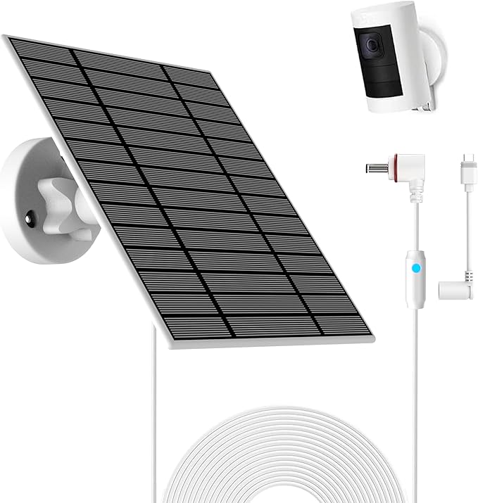 6W Solar Panel Compatible with Ring Spotlight Cam Plus/Pro and Stick Up Cam Battery, Solar Power Charger for Ring Cam with Indicator Light,13ft Cable IP66 Solar Panel USB-C and DC3.5mm Ports Rootora