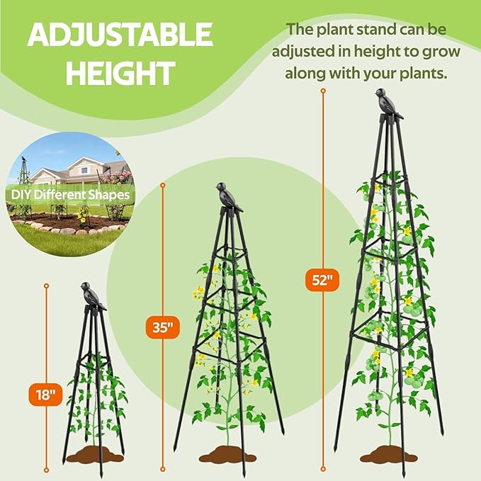 2 Pack Garden Trellis for Climbing Plants Outdoor - Rustproof Plastic Coated Steel Core Tower Obelisk Trellis - Metal Teepee Trellis Vertical Plant Support for Vines Vegetables Flowers Indoor Rootora