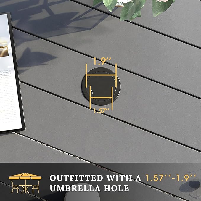VICLLAX Patio Dining Set, 5 Pieces Outdoor Furniture Set- 37.8" Square Outdoor Table and 4 Stackable Patio Chairs, Grey Tabletop and Grey Fabric HOME