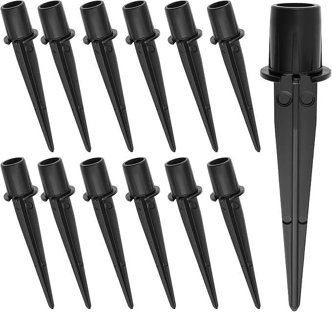 12 Sets Metal Replacement Stakes for Solar Lights, 0.78" x 5.35" Solar Outdoor Ground Spikes for Pathway Lights, Garden Landscape, Yard & Patio Lamps Rootora