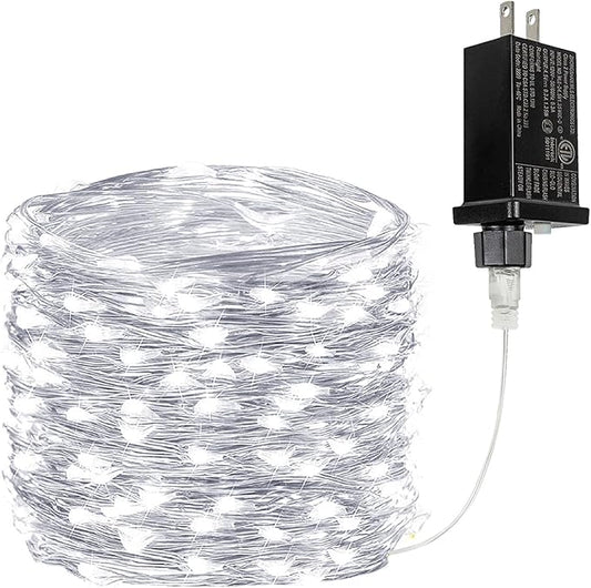 33Ft 100LED Fairy Lights Plug in, Waterproof String Lights Outdoor & Indoor 8 Modes with Timer, Christmas Light Bedroom Decor, Twinkle Light for Girl's Room Garden Christmas Decorations (Cool White) BHCLIGHT