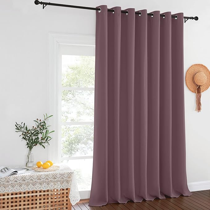 NICETOWN Sliding Door Curtains 95 inches Long for Living Room - Grommet Blackout Room Darkening French Door Sound Reducing Thermal Curtain Room Divider Drape for Patio Door (W100 x L95, 1 Panel) NICETOWN