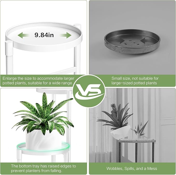 3 Tier Metal Corner Plant Stand Indoor Outdoor, Heightened widened 30 in Tall Multiple Flower Pot Display Holder, Iron Plant Rack Organizer for Living Room Garden Patio Balcony Office White ZOXILEN