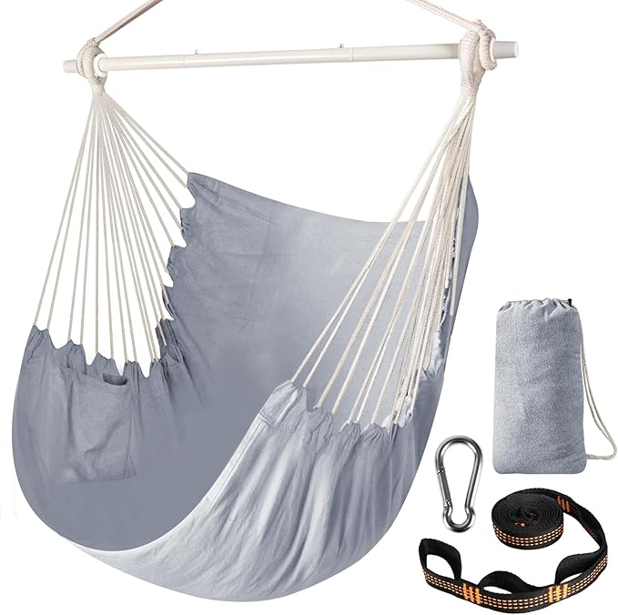 Chihee Hammock Swing Chair - Strong Metal, Collapsible, Portable, Max 500 lbs, Comfortable Seat for Patio & Lawn, Indoor/Outdoor Chihee
