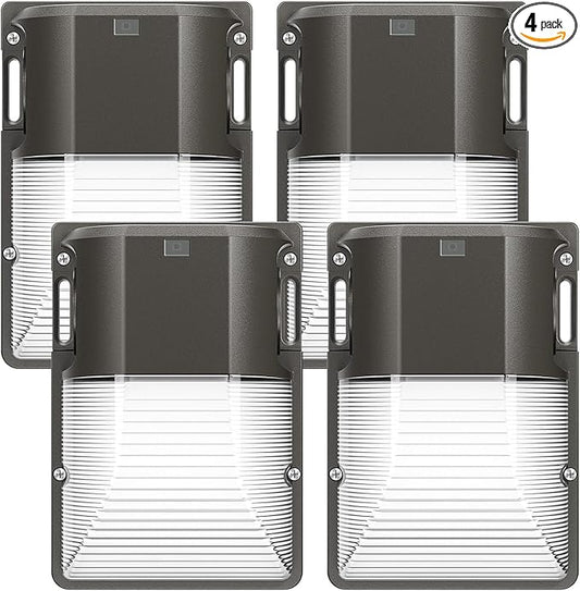 CINOTON 30W LED Wall Pack Light with Dusk to Dawn Sensor, 3600LM, 5000K Daylight [120Vac] Outdoor Wall Lights IP65 Waterproof LED Security Flood Lighting for Garage Warehouse Garden UL-Listed 4 Pack CINOTON
