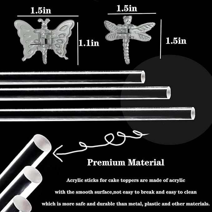 30Pcs Acrylic Plant Stakes Garden Single Stem Plant Support Stakes Clear Orchid Stakes and 30Pcs Clips Plant Support Sticks Clear Dragonfly Orchid Clip for Indoor and Outdoor Plants, Flowers, Tomatoes DAGUANZHI