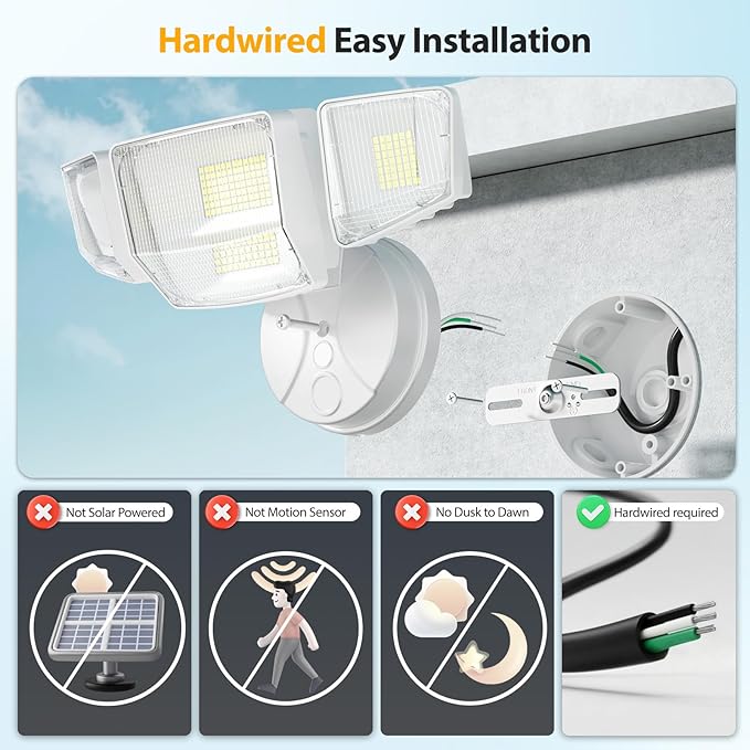 Onforu 90W Flood Lights Outdoor, 10000LM Ultra Bright 4-Head LED Security Light with Switch Control, IP66 Waterproof 6500K Exterior Lights for Yard Garage Patio Onforu
