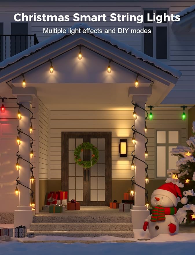 XMCOSY+ Smart Outdoor String Lights, 123Ft Patio Lights Waterproof, App Control, Compatible with Alexa, RGBCWIC Color Changing LED String Light for Outside XMcosy